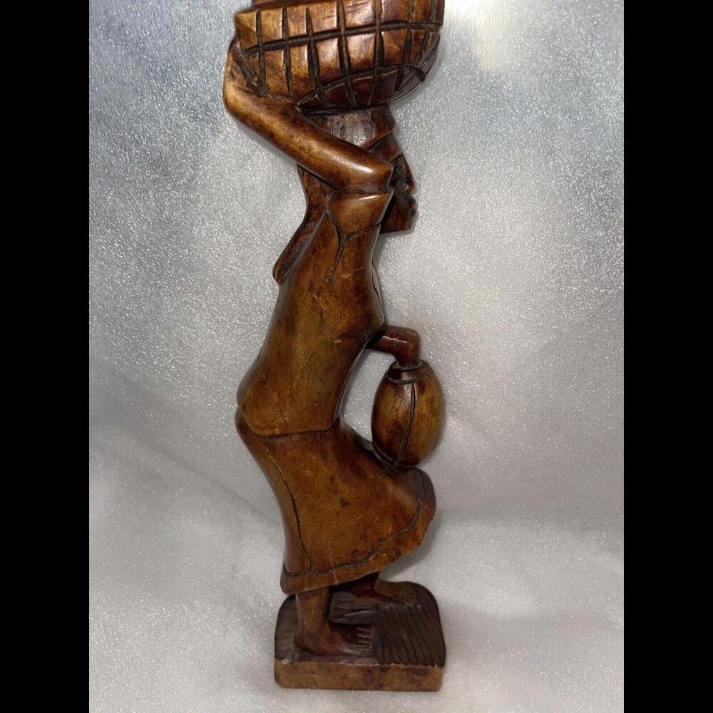 Wooden Hand Carved Large African Tribal Woman Sculptures Figurine#16A - Picture 4 of 5
